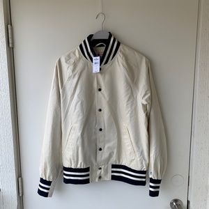 (NWT) Todd Snyder + Champion Men's Varsity Bomber Jacket in Cream (size M)